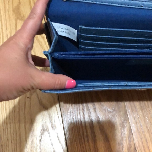 Charming Charlie blue faux ostrich clutch - Picture 7 of 10